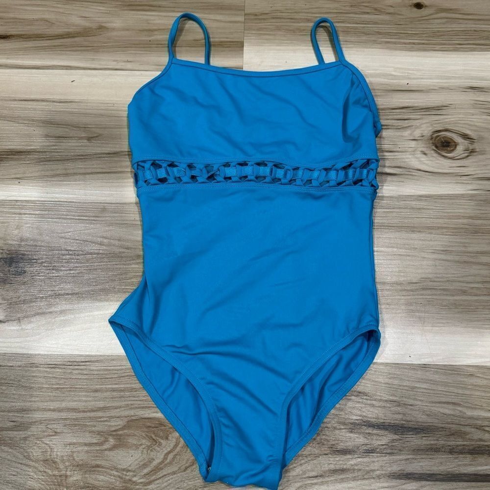 Bloch Blue Lattice Bathing Suit Girls Small